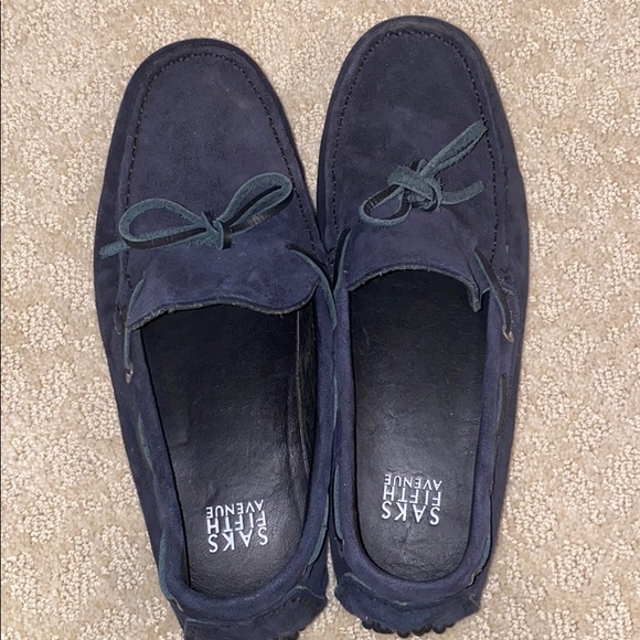 Saks fifth avenue navy suede loafers